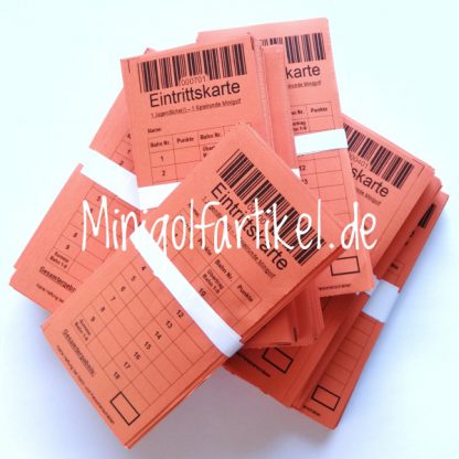 Minigolf Eintrittskarten - 1000 Stück Orange Für 1 Spieler & 18 Bahnen