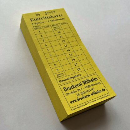 Minigolf Eintrittskarten für 1 Spieler, 1000 Stück gelb - 2