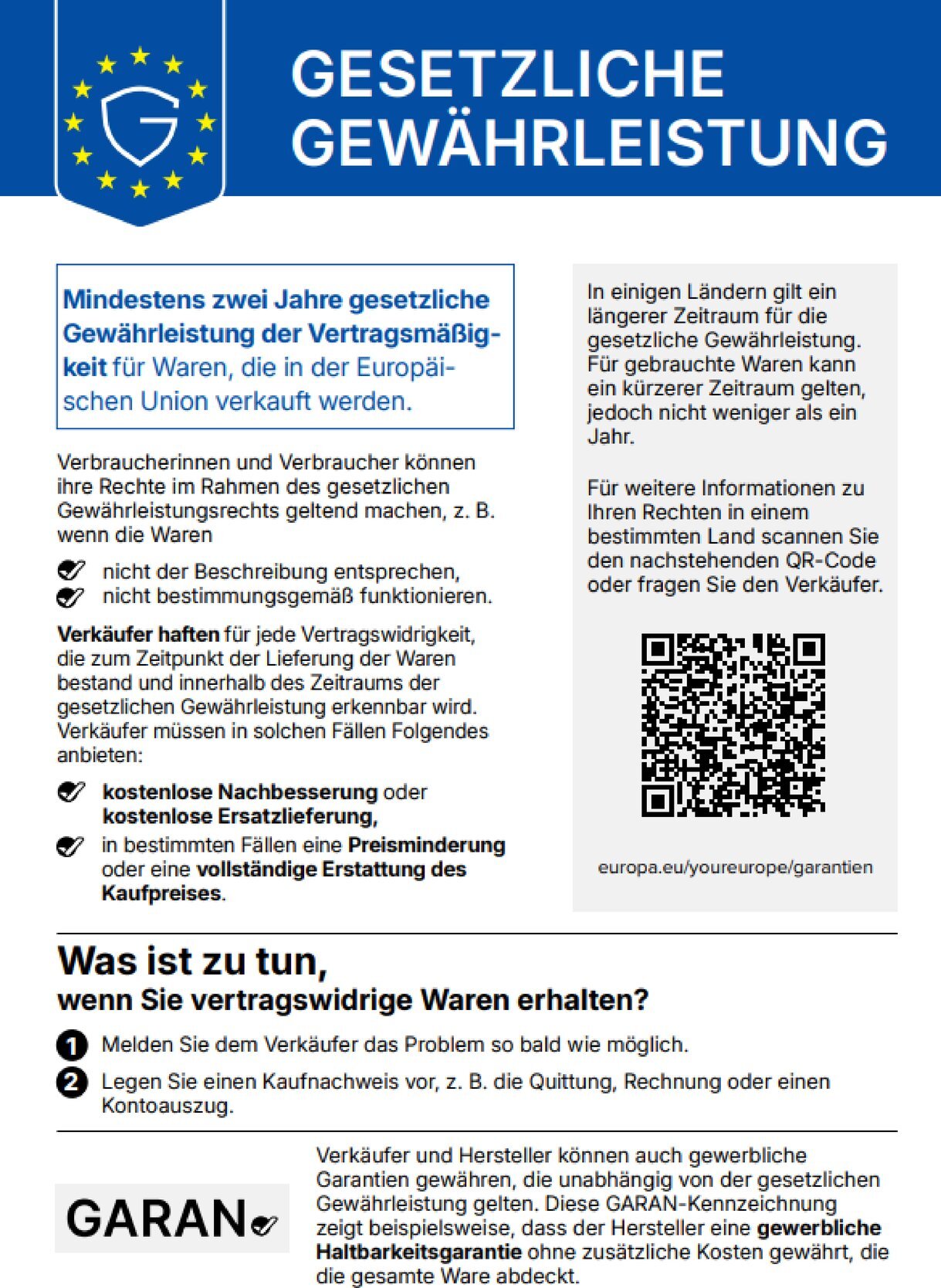 EU-Gesetzliche Gewährleistung